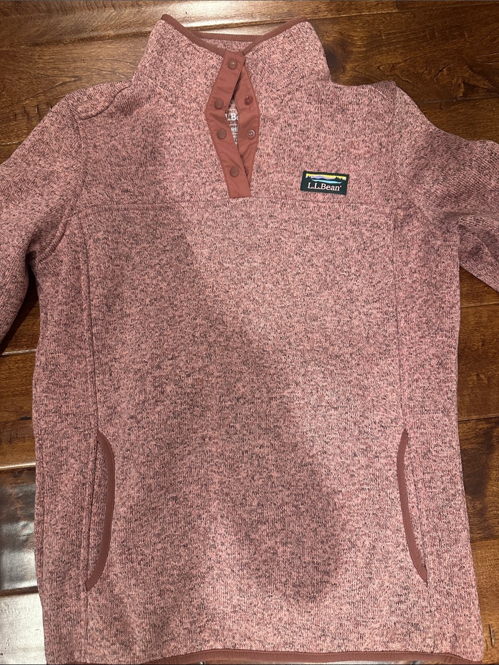 L.L. Bean Women's Heathered Rose Button-Neck Pullover